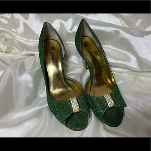 J.Renee | green bedazzled sparkly heels